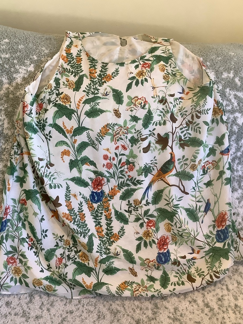 Max Studio Floral Tropical Bird Print Sleeveless Mini Dress or Tunic Blouse RS L